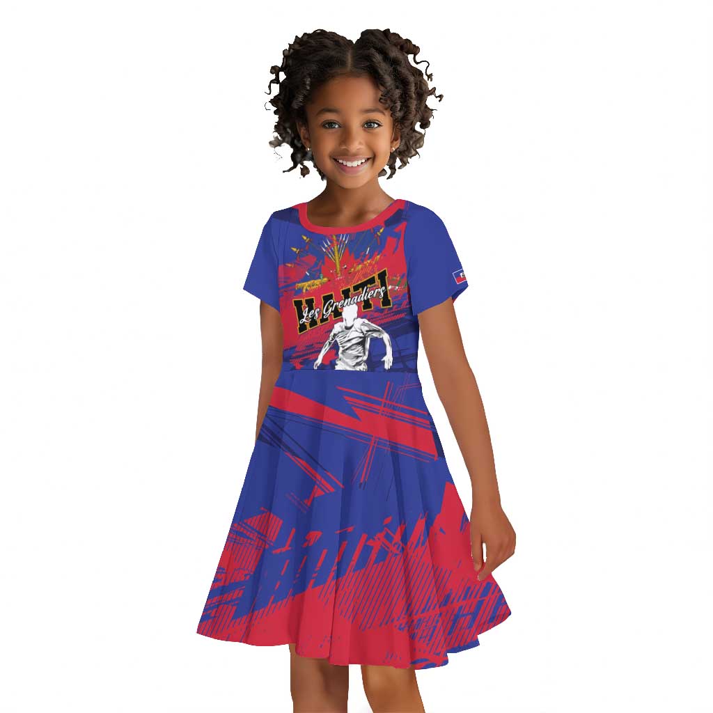 Custom Ekip Foutbol Ayiti 2026 Kid Short Sleeve Dress Haiti Grenadye Alaso - African Pride