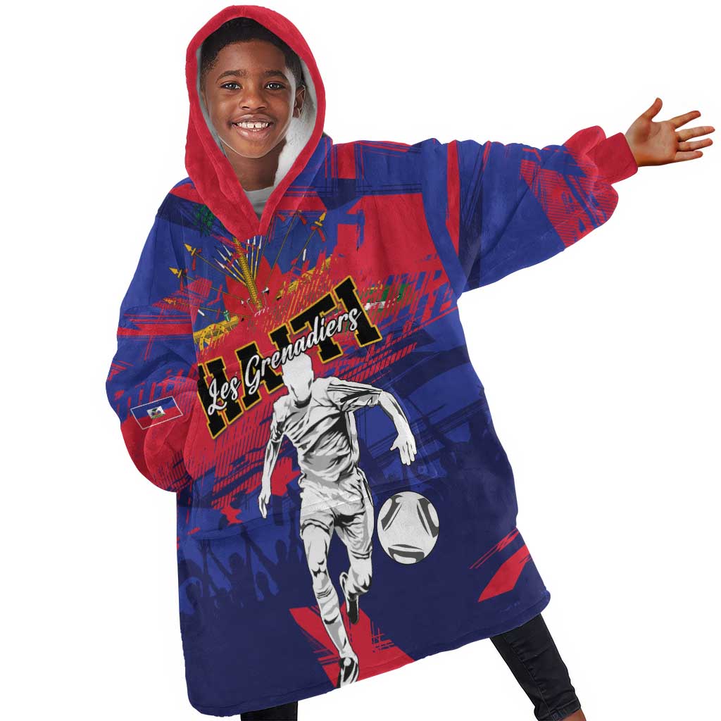 Custom Ekip Foutbol Ayiti 2026 Kid Wearable Blanket Hoodie Haiti Grenadye Alaso - African Pride