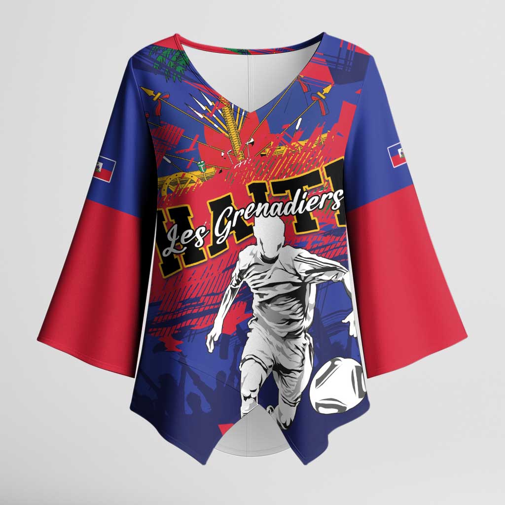 Custom Ekip Foutbol Ayiti 2026 Kimono Sleeve Blouse Haiti Grenadye Alaso