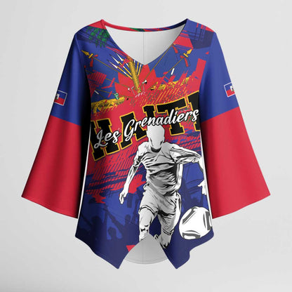 Custom Ekip Foutbol Ayiti 2026 Kimono Sleeve Blouse Haiti Grenadye Alaso