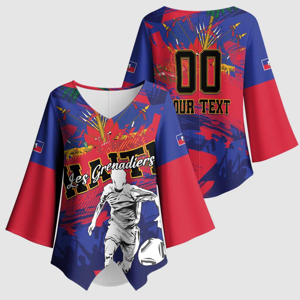 Custom Ekip Foutbol Ayiti 2026 Kimono Sleeve Blouse Haiti Grenadye Alaso
