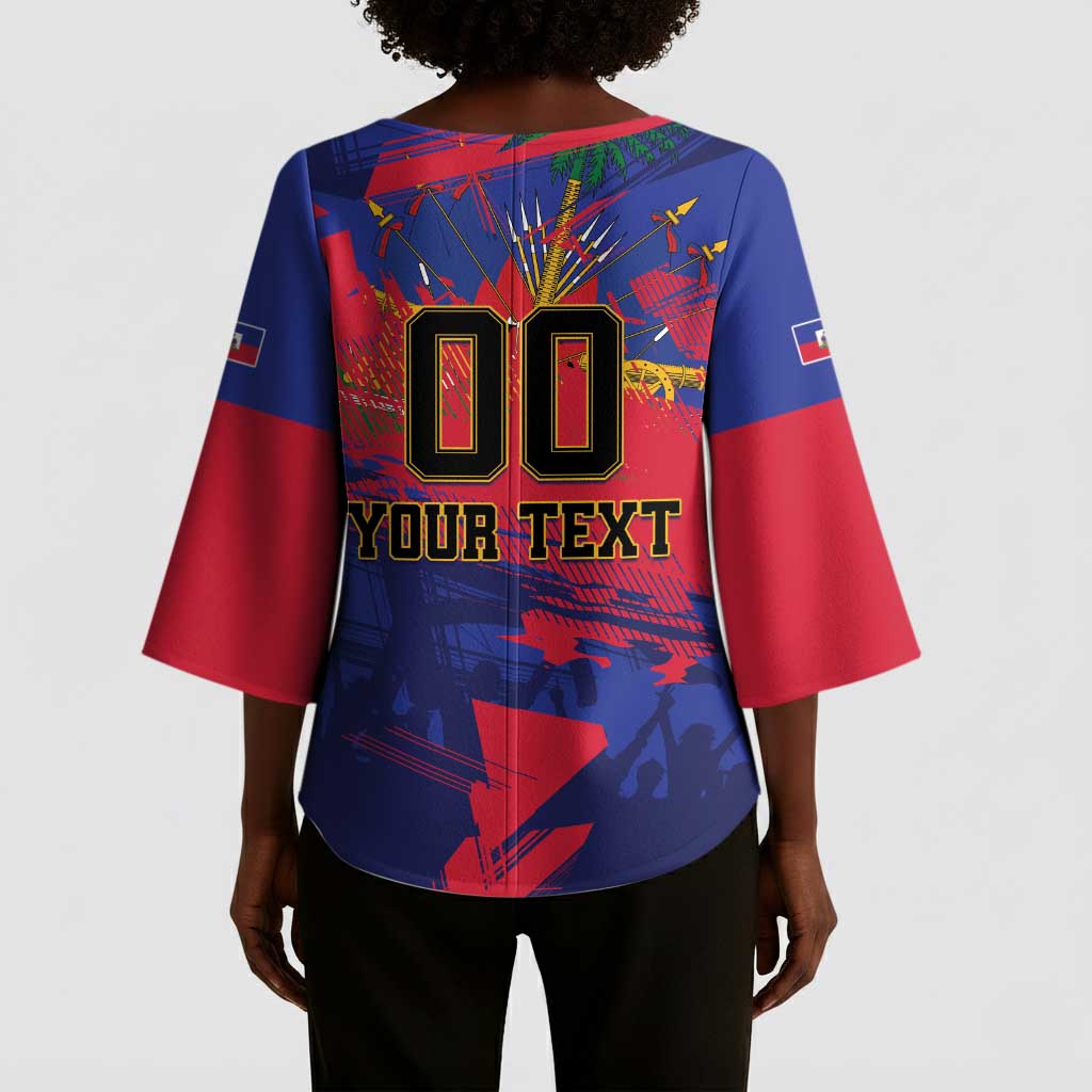 Custom Ekip Foutbol Ayiti 2026 Kimono Sleeve Blouse Haiti Grenadye Alaso