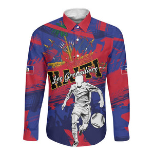 Custom Ekip Foutbol Ayiti 2026 Long Sleeve Button Shirt Haiti Grenadye Alaso - African Pride