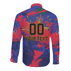 Custom Ekip Foutbol Ayiti 2026 Long Sleeve Button Shirt Haiti Grenadye Alaso - African Pride