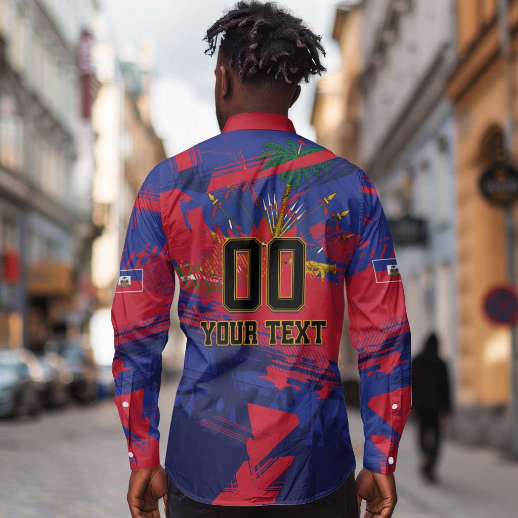 Custom Ekip Foutbol Ayiti 2026 Long Sleeve Button Shirt Haiti Grenadye Alaso - African Pride
