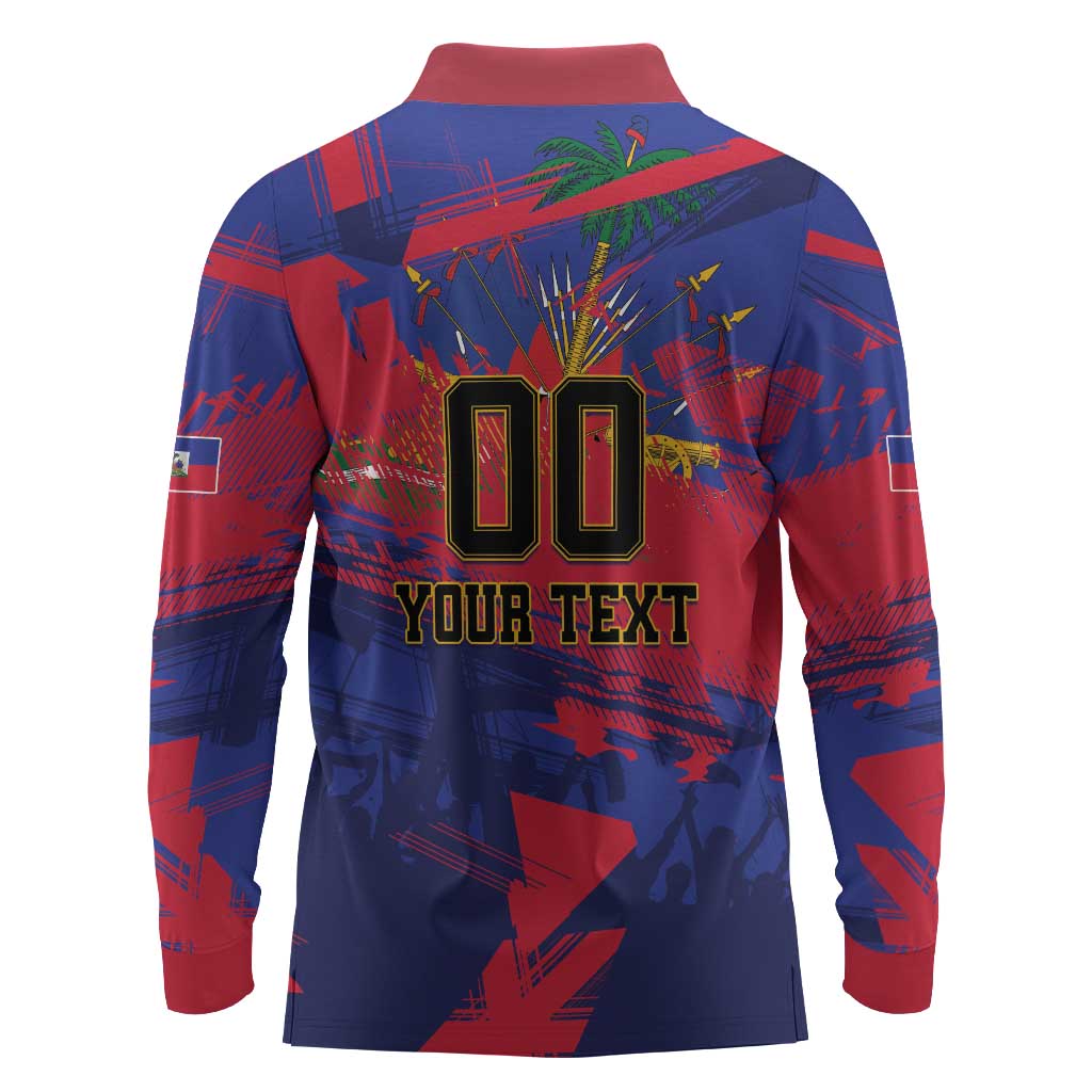 Custom Ekip Foutbol Ayiti 2026 Long Sleeve Polo Shirt Haiti Grenadye Alaso - African Pride