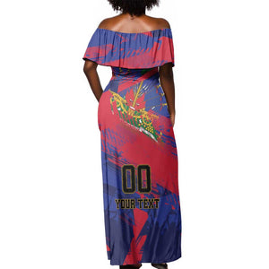 Custom Ekip Foutbol Ayiti 2026 Off Shoulder Maxi Dress Haiti Grenadye Alaso - African Pride