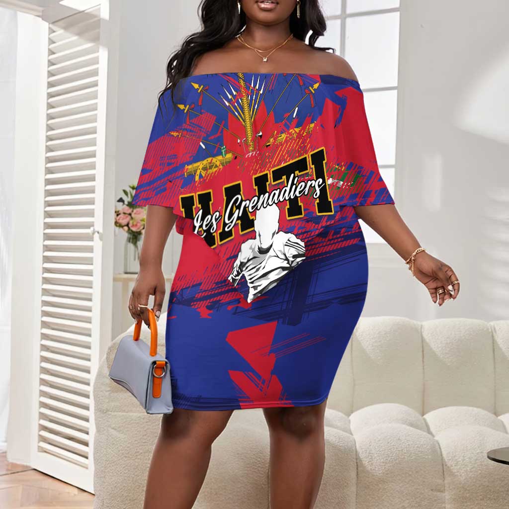 Custom Ekip Foutbol Ayiti 2026 Off Shoulder Short Dress Haiti Grenadye Alaso - African Pride