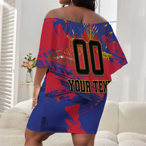 Custom Ekip Foutbol Ayiti 2026 Off Shoulder Short Dress Haiti Grenadye Alaso - African Pride