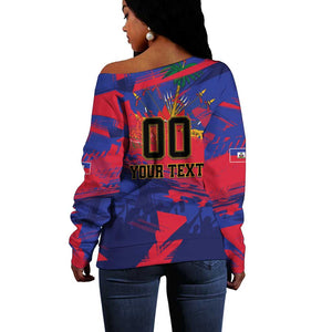 Custom Ekip Foutbol Ayiti 2026 Off Shoulder Sweater Haiti Grenadye Alaso - African Pride