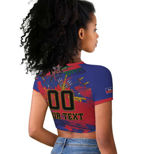 Custom Ekip Foutbol Ayiti 2026 Raglan Cropped T shirt Haiti Grenadye Alaso - African Pride