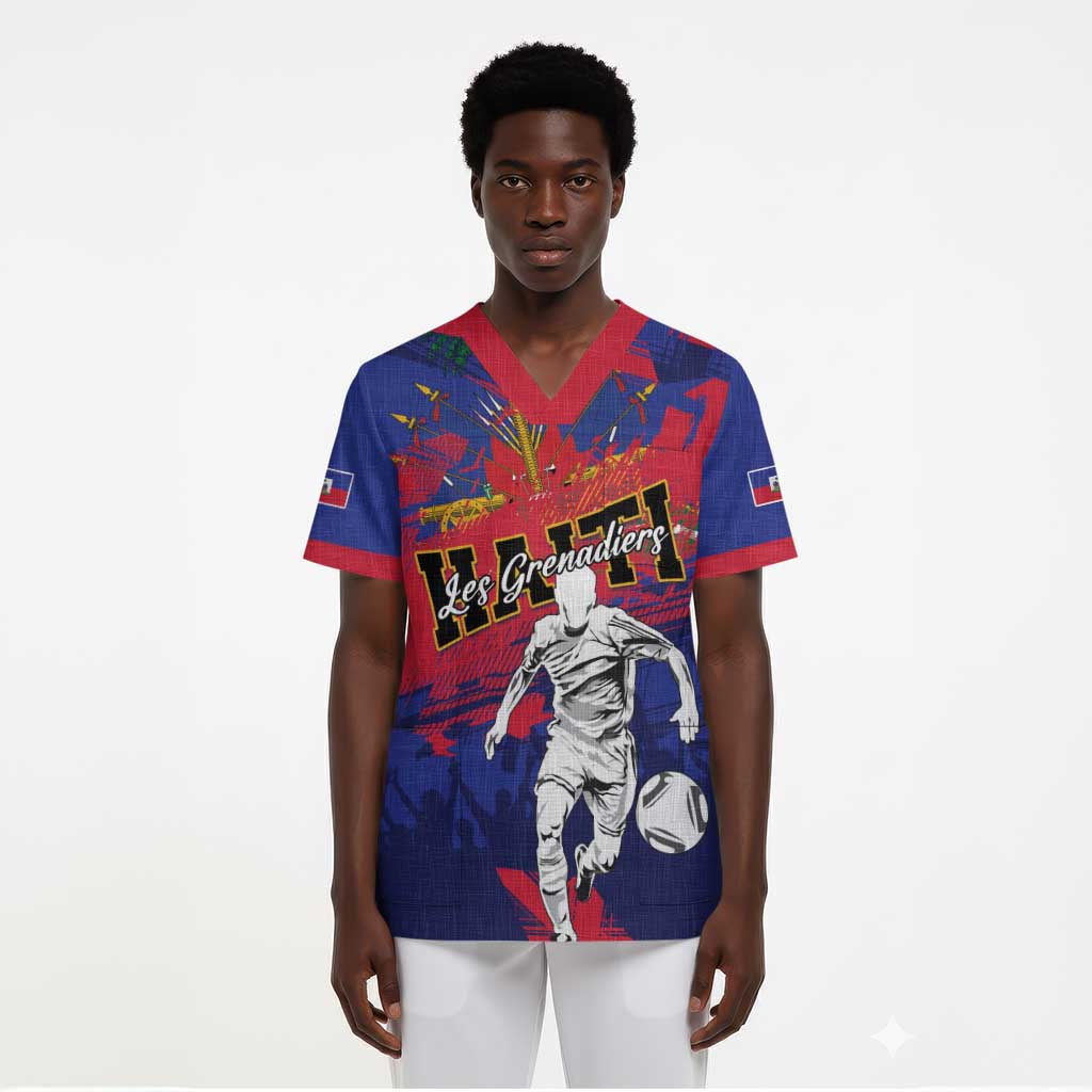 Custom Ekip Foutbol Ayiti 2026 Scrub Top Haiti Grenadye Alaso - African Pride