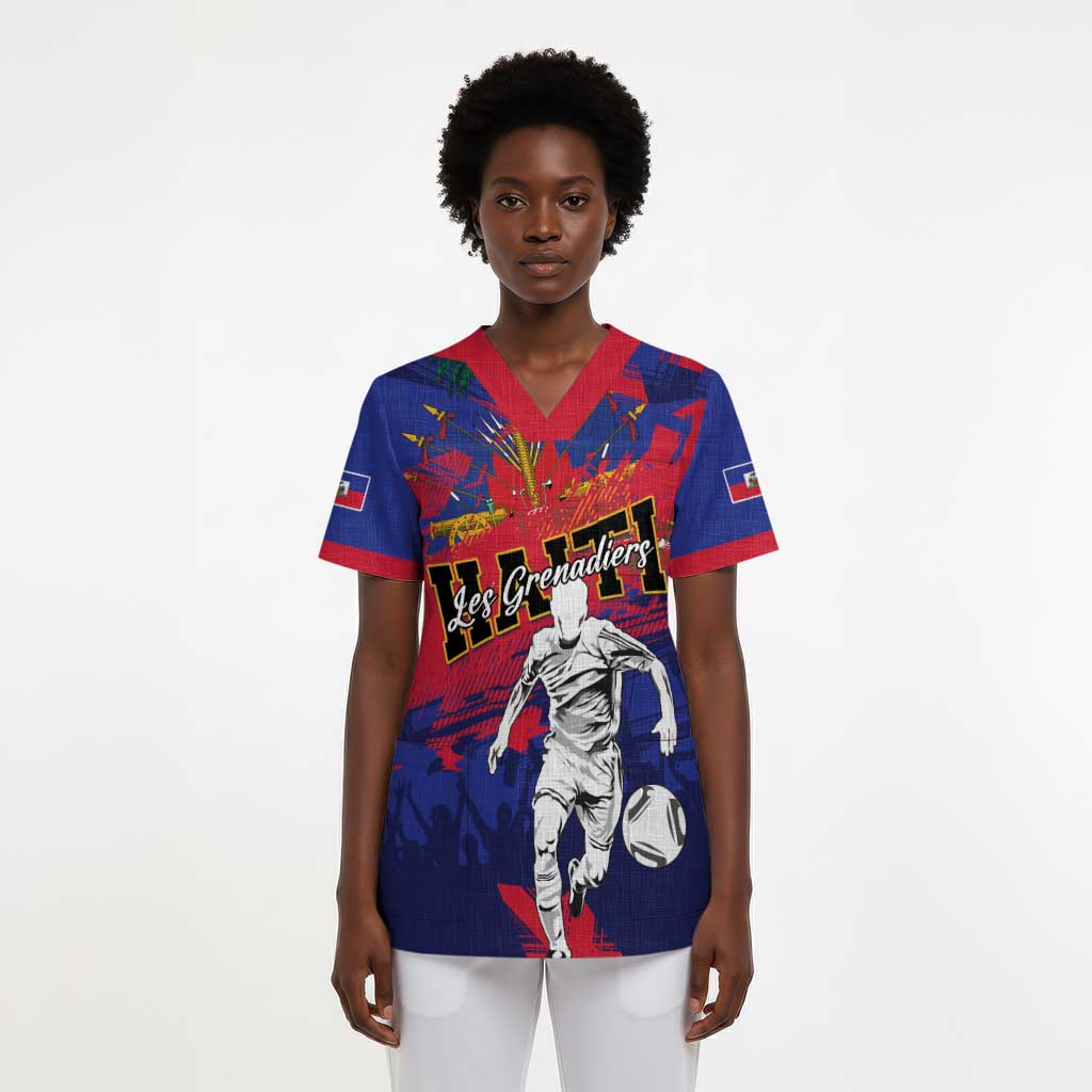 Custom Ekip Foutbol Ayiti 2026 Scrub Top Haiti Grenadye Alaso - African Pride