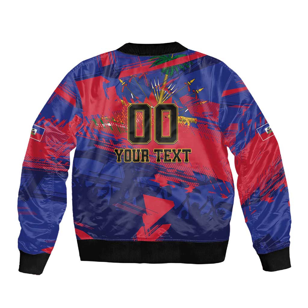 Custom Ekip Foutbol Ayiti 2026 Sleeve Zip Bomber Jacket Haiti Grenadye Alaso - African Pride