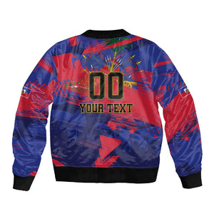 Custom Ekip Foutbol Ayiti 2026 Sleeve Zip Bomber Jacket Haiti Grenadye Alaso - African Pride