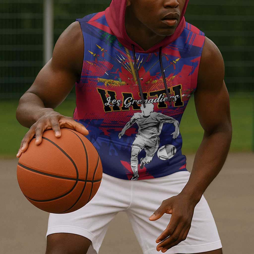 Custom Ekip Foutbol Ayiti 2026 Sleeveless Hoodie Haiti Grenadye Alaso - African Pride