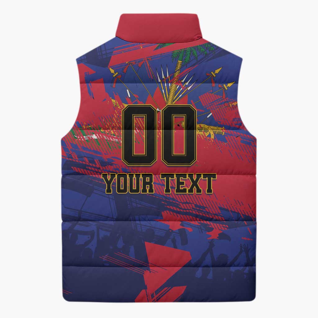 Custom Ekip Foutbol Ayiti 2026 Sleeveless Puffer Jacket Haiti Grenadye Alaso