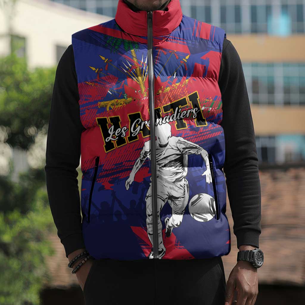 Custom Ekip Foutbol Ayiti 2026 Sleeveless Puffer Jacket Haiti Grenadye Alaso