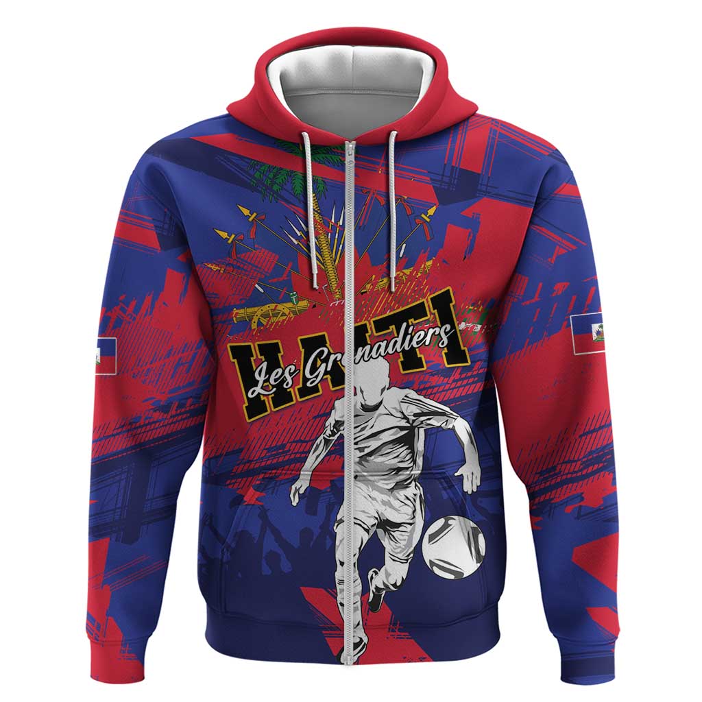 Custom Ekip Foutbol Ayiti 2026 Zip Hoodie Haiti Grenadye Alaso - African Pride