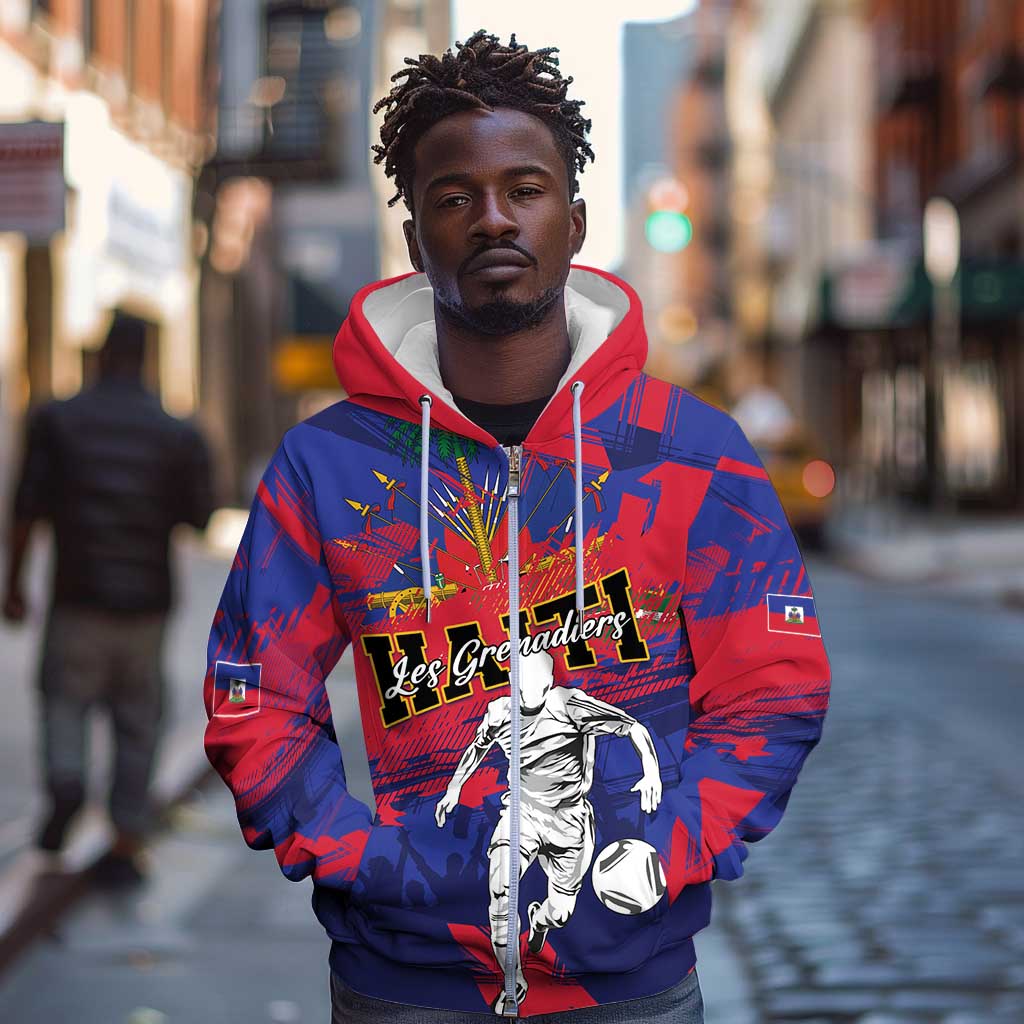 Custom Ekip Foutbol Ayiti 2026 Zip Hoodie Haiti Grenadye Alaso - African Pride