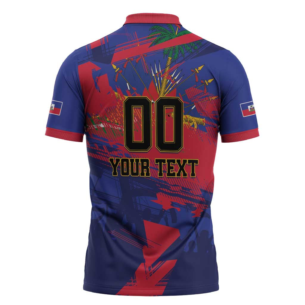 Custom Ekip Foutbol Ayiti 2026 Zipper Polo Shirt Haiti Grenadye Alaso