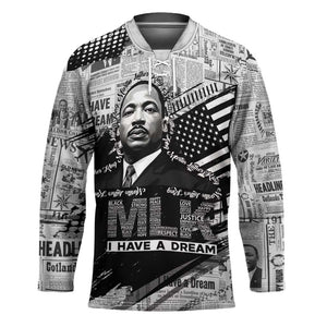 I Have A Dream MLK Hockey Jersey Newspaper Grunge Style - African Pride