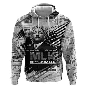 I Have A Dream MLK Hoodie Newspaper Grunge Style - African Pride