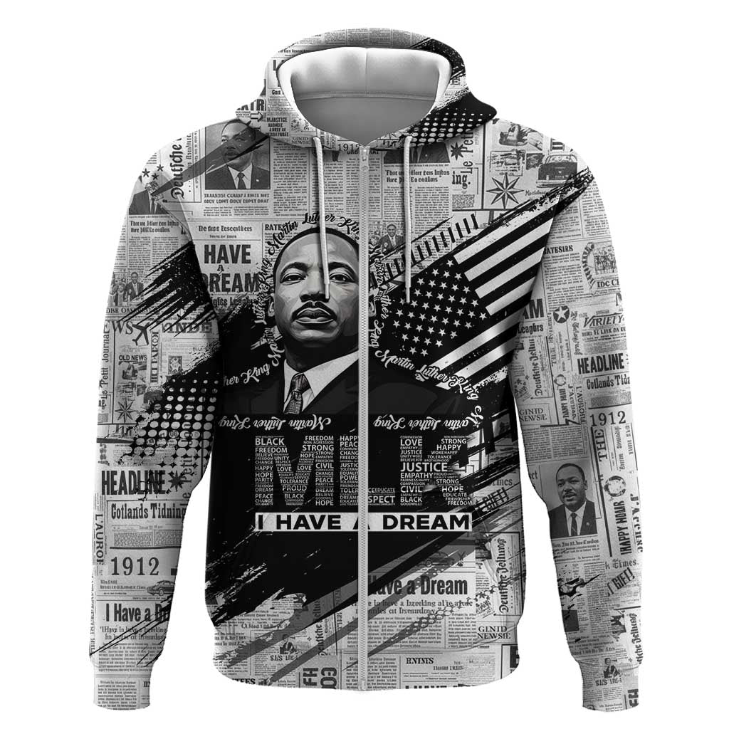 I Have A Dream MLK Hoodie Newspaper Grunge Style - African Pride