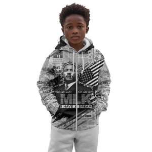 I Have A Dream MLK Kid Hoodie Newspaper Grunge Style - African Pride