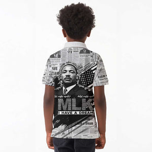 I Have A Dream MLK Kid Polo Shirt Newspaper Grunge Style - African Pride