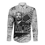 I Have A Dream MLK Long Sleeve Button Shirt Newspaper Grunge Style - African Pride