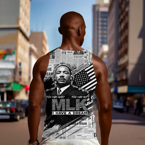 I Have A Dream MLK Men Tank Top Newspaper Grunge Style - African Pride