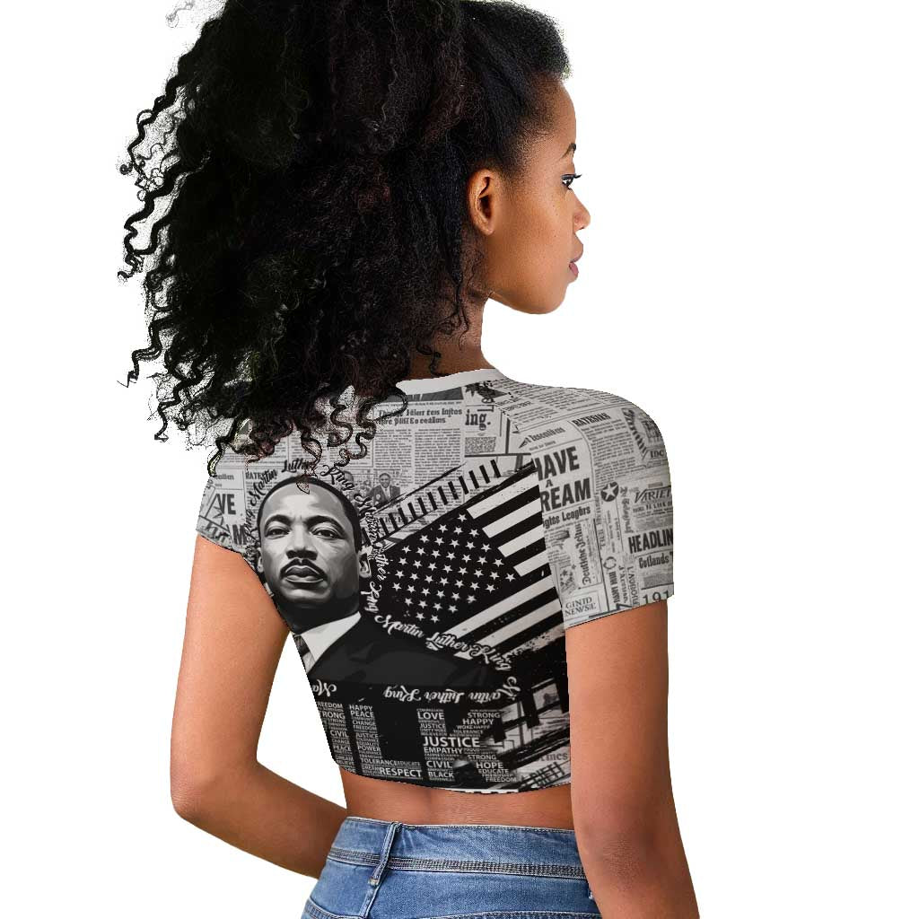I Have A Dream MLK Raglan Cropped T shirt Newspaper Grunge Style - African Pride