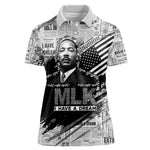 I Have A Dream MLK Women Polo Shirt Newspaper Grunge Style - African Pride