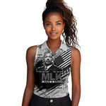 I Have A Dream MLK Women Sleeveless Polo Shirt Newspaper Grunge Style - African Pride