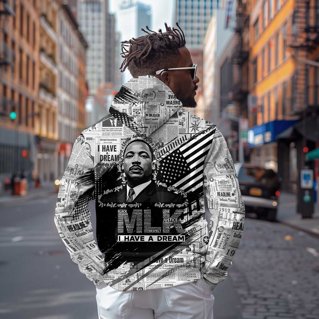 I Have A Dream MLK Zip Hoodie Newspaper Grunge Style - African Pride
