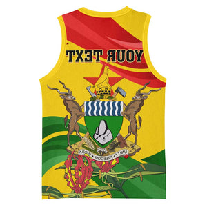 Zimbabwe Independence Day Basketball Jersey Featuring Chapungu Bird and Flame Lily - African Pride