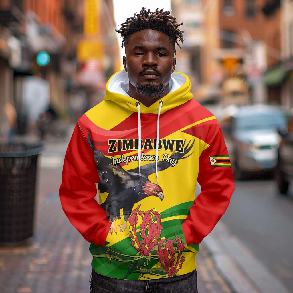 Zimbabwe Independence Day Hoodie Featuring Chapungu Bird and Flame Lily