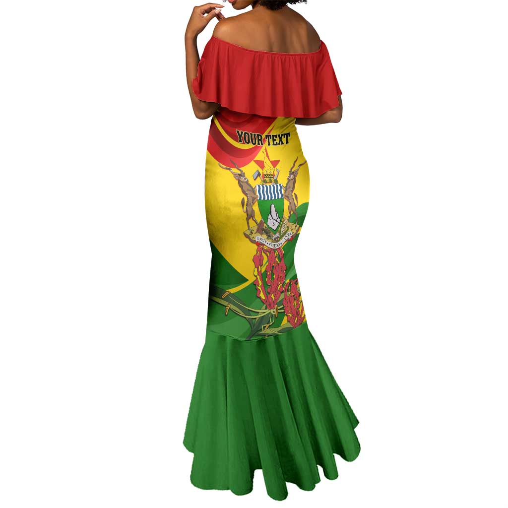 Zimbabwe Independence Day Mermaid Dress Featuring Chapungu Bird and Flame Lily