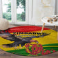 Zimbabwe Independence Day Round Carpet Featuring Chapungu Bird and Flame Lily