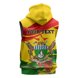Zimbabwe Independence Day Sleeveless Zip Hoodie Featuring Chapungu Bird and Flame Lily - African Pride