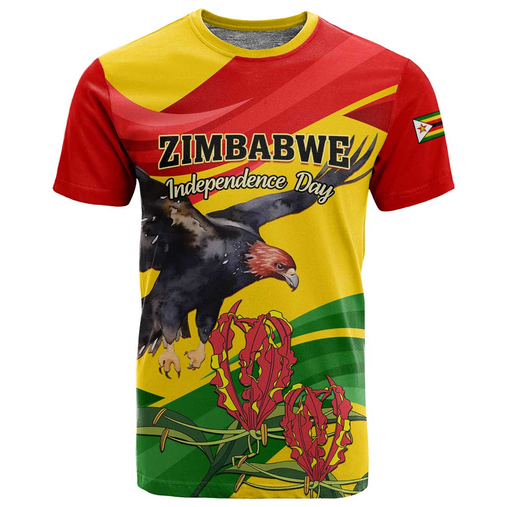 Zimbabwe Independence Day T shirt Featuring Chapungu Bird and Flame Lily