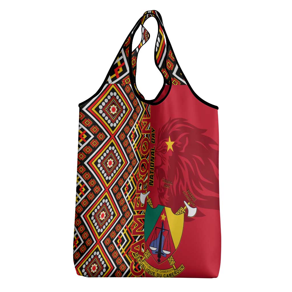 Cameroon National Day Grocery Bag Cameroun Coat Of Arms Ankara Pattern