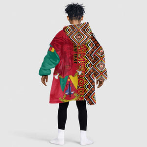 Cameroon National Day KId Wearable Blanket Hoodie Cameroun Coat Of Arms Ankara Pattern