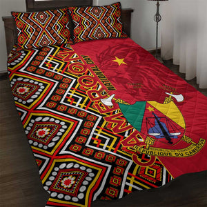 Cameroon National Day Quilt Bed Set Cameroun Coat Of Arms Ankara Pattern