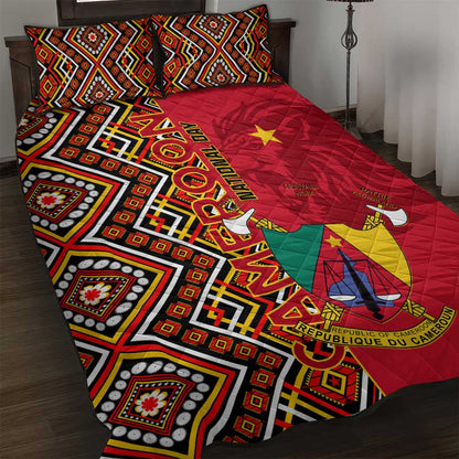 Cameroon National Day Quilt Bed Set Cameroun Coat Of Arms Ankara Pattern