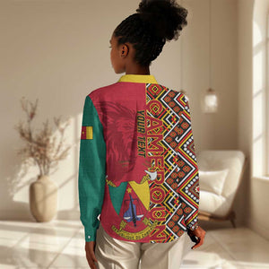 Cameroon National Day Women Casual Shirt Cameroun Coat Of Arms Ankara Pattern LT01