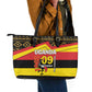 Uganda Leather Tote Bag African Pattern - Independence Day 1962