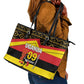 Uganda Leather Tote Bag African Pattern - Independence Day 1962