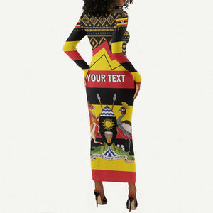 Personalized Uganda Long Sleeve Bodycon Dress African Pattern - Independence Day 1962 LT01